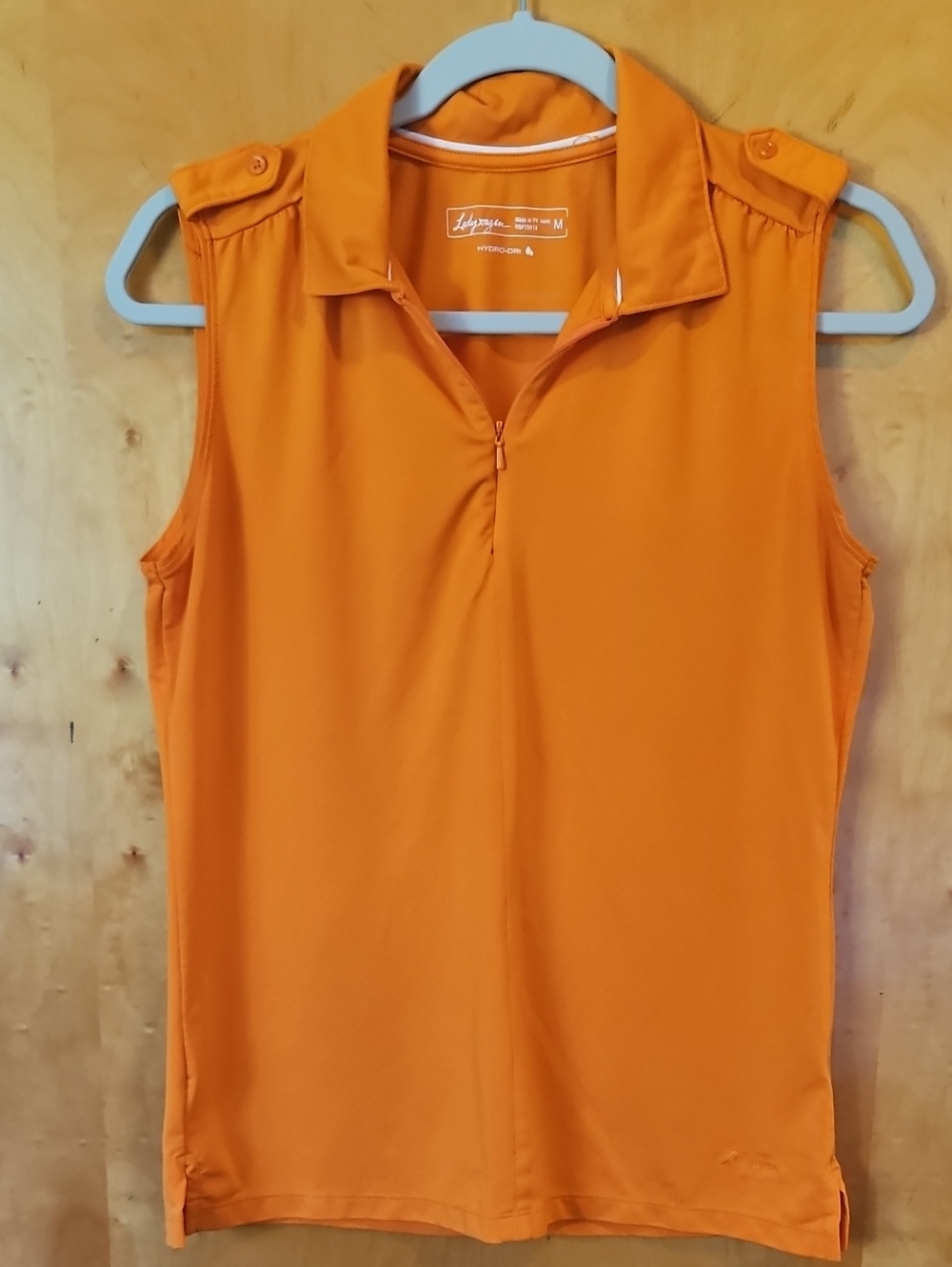 Lady Hagen Bright Orange Sleeveless Polo with Zip